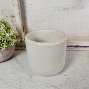 Antique Shenango Chunky White Ironstone Handeless Mug- Shaving Mug- Primitive